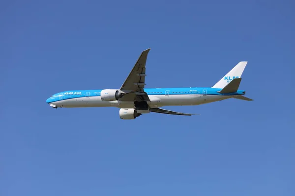 Bvc Klm Asia Boeing 777 306Er Departing Amsterdam Schiphol Airport — Foto de Stock