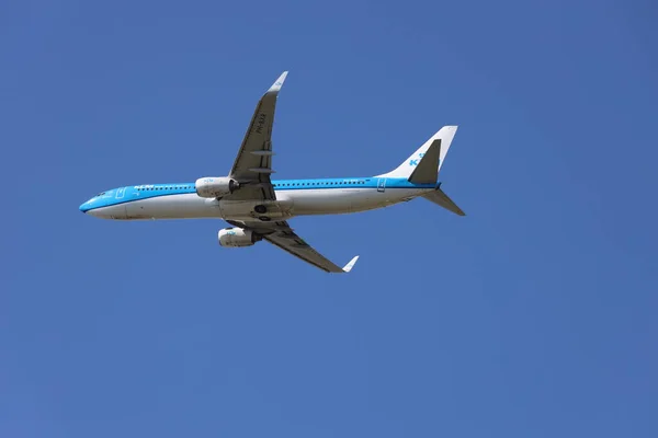 Bxr Klm Royal Dutch Airlines Boeing 737 9K2 Departing Amsterdam — Stockfoto