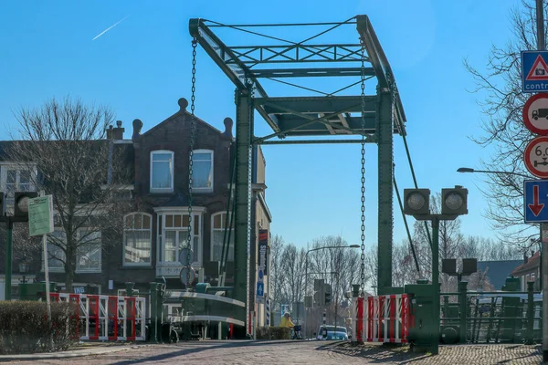 Steel Drawbridge Vliet Sluices Leidschendam Netherlands — ストック写真
