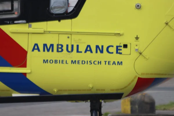 PH-LLN Eurocopter EC135 P3H lifeliner 2 for medical assistance is landing at Rotterdam The Hague the Netherlands