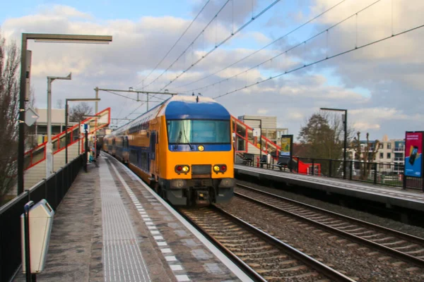 Ddaz Intercity Doubledecks Train Platform Station Nieuwerkerk Aan Den Ijssel — Fotografia de Stock