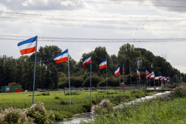 Çiftçilerin 2022 yılında Hollanda 'nın Lekkerkerk kentindeki azot yeminli ifadesine yönelik hükümet tedbirlerini protesto ederken bayrak ters çevrildi