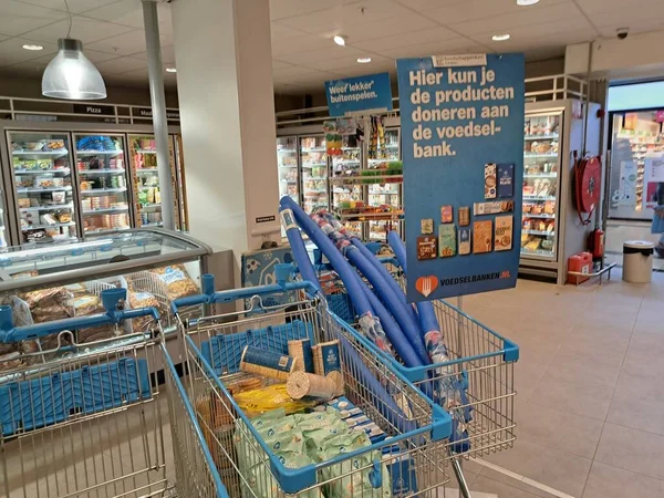 Supermarkt Albert Heijn Verbouwt Voedsel Voor Boodschappenkast Nieuwerkerk Aan Den — Stockfoto