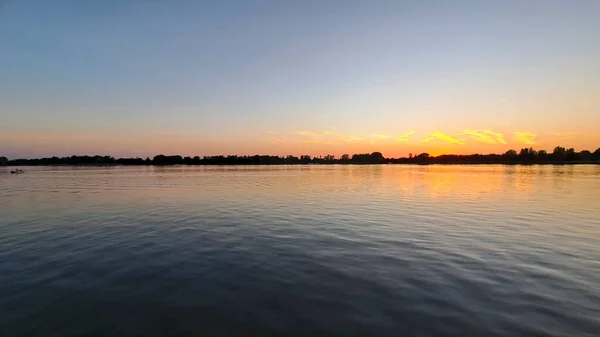 Pôr Sol Sobre Rottemeren Rio Rotte Zevenhuizen Nos Países Baixos — Fotografia de Stock