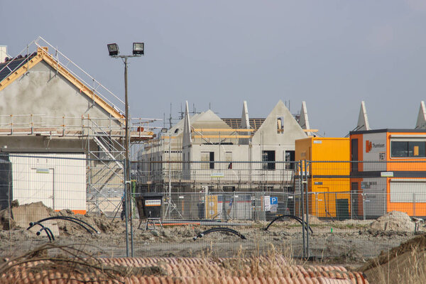 Construction and direction sign in the new residential area Koningskwartier in Zevenhuizen in the Netherlands