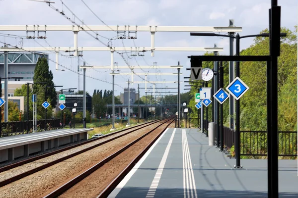 Assine Para Indicar Onde Parar Com Quantos Trens Plataforma Estação — Fotografia de Stock