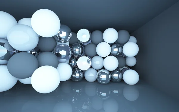 An abstract interior (spheres of different materials) — Stock Photo, Image