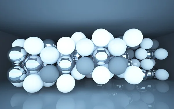 抽象的なインテリア (異なる材料の球) — ストック写真
