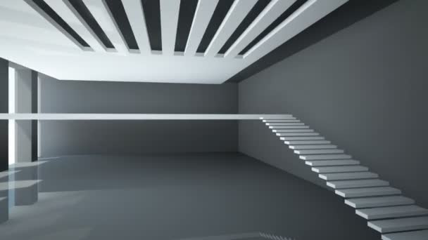 Abstract White Interior With Balcony Stairs Without Railings