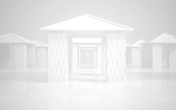 Abstrakt klassisk arkitektur. abstrakt vit byggnad på en vit bakgrund. — Stockfoto