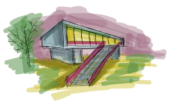 Sketch of modern building — Stock Photo, Image
