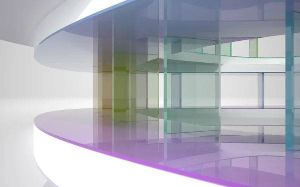 Abstract architectuur. conceptuele modern gebouw met kleurrijke glazen kolom — Stockfoto