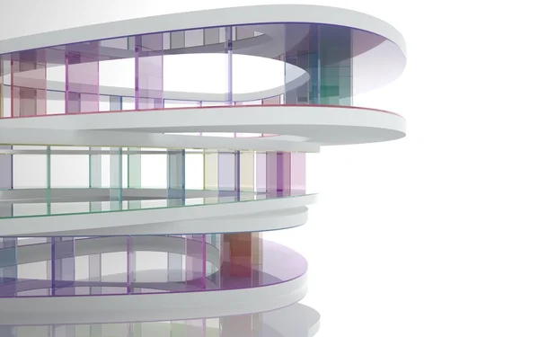 抽象的体系结构。概念的现代建筑与多彩玻璃列 — 图库照片
