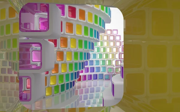 Konceptuella modern byggnad av färgat glas kuber — Stockfoto