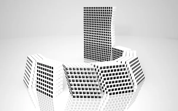 Koncepcyjne w nowoczesnym budynku wykonane z kostki szklane monochromatyczne — Zdjęcie stockowe