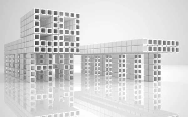 Kavramsal modern bina yapılmış tek renkli cam küpler — Stok fotoğraf