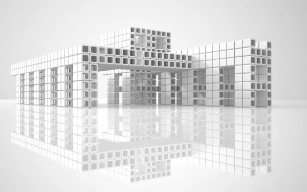 Conceptuel bâtiment moderne en cubes de verre monochrome — Photo