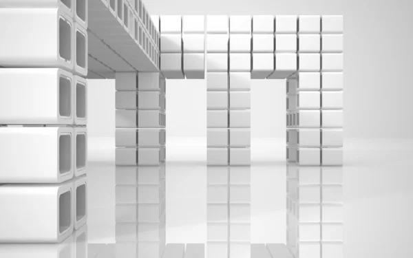 Conceptual modern building made of monochrome glass cubes — Stock Photo, Image