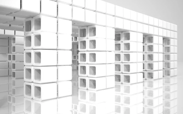 Conceptual edifício moderno feito de cubos de vidro monocromático — Fotografia de Stock
