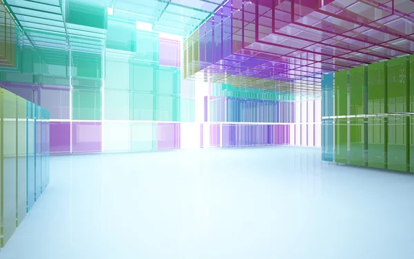 Interior abstrato de blocos de vidro coloridos — Fotografia de Stock