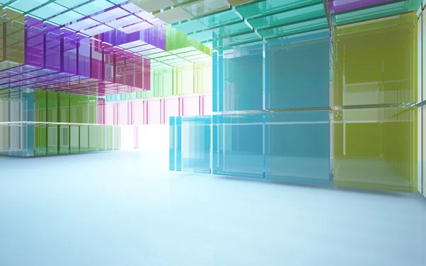 Interior abstrato de blocos de vidro coloridos — Fotografia de Stock