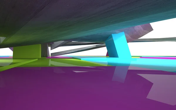 Interior abstrak dengan beton berwarna — Stok Foto