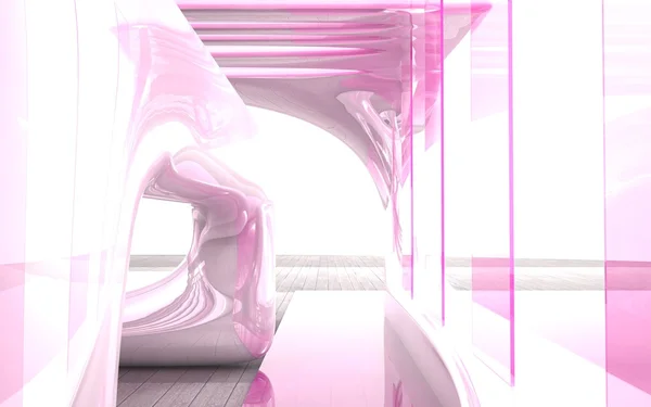 Abstraktes Interieur mit rosa Glas und altem Baum — Stockfoto