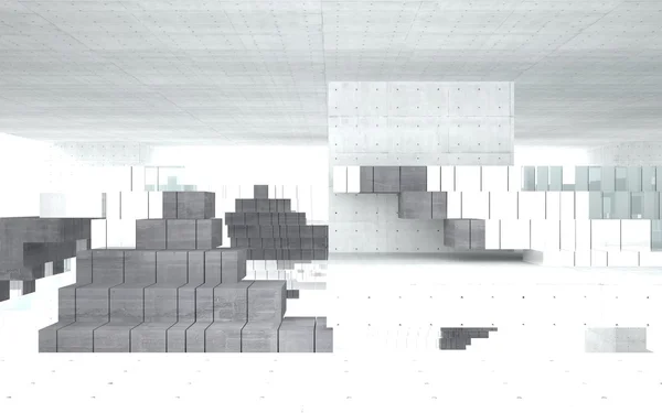 Interior abstracto de bloques de hormigón y vidrio — Foto de Stock