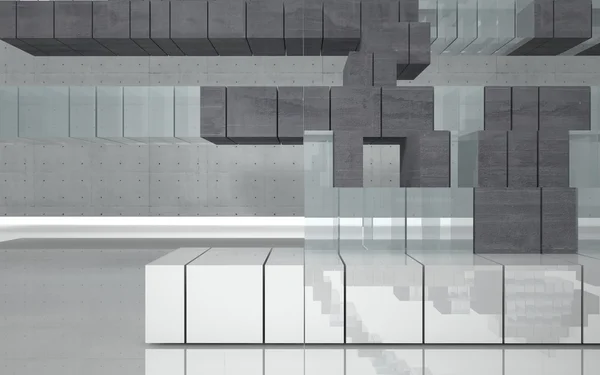 Streszczenie wewnętrznych bloków betonu i szkła — Zdjęcie stockowe