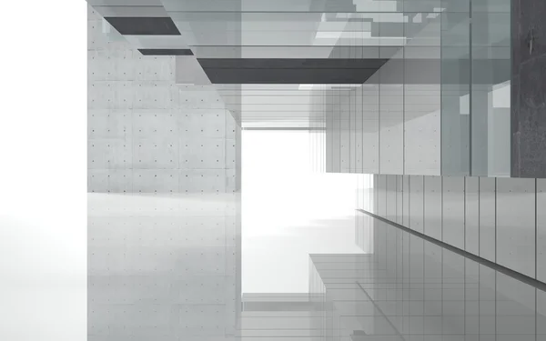 Abstraktes Interieur aus Betonsteinen und Glas — Stockfoto