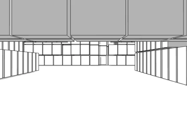 Abstracte interieur ontworpen in zwart-wit grafisch — Stockfoto