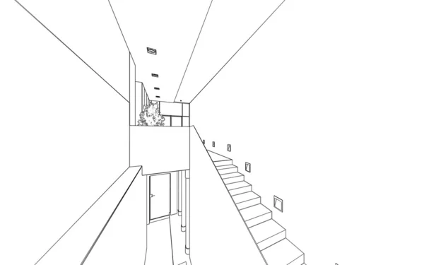 餐厅的设计草案。3d 图形设计室内 — 图库照片