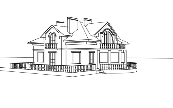 Drawing, sketch of a house — Stock Photo, Image