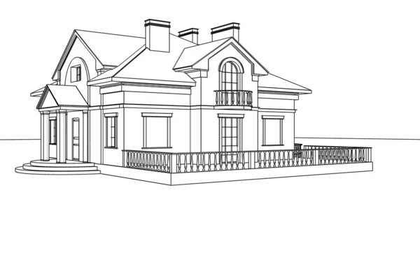 Drawing, sketch of a house — Stock Photo, Image