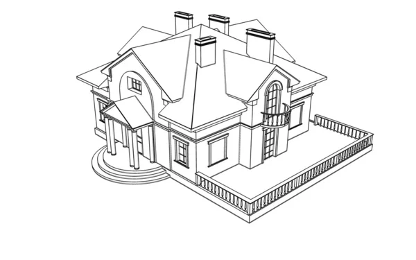 Σχέδιο, σκίτσο ενός σπιτιού — Φωτογραφία Αρχείου