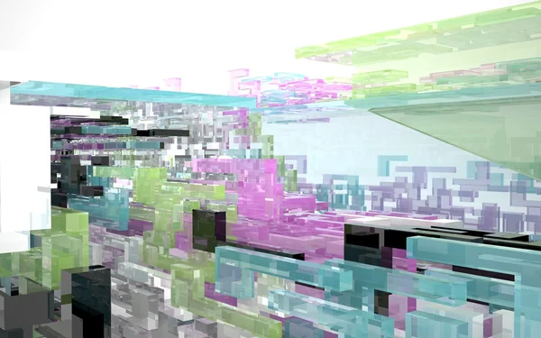 Abstrakt arkitektoniska bakgrund av färgat glas rektanglar — Stockfoto