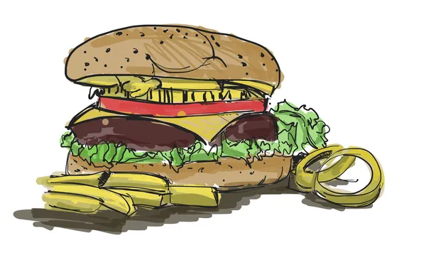 Boceto-hamburguesa . —  Fotos de Stock