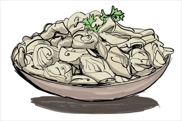 Dumplings med gröna på en tallrik. — Stockfoto