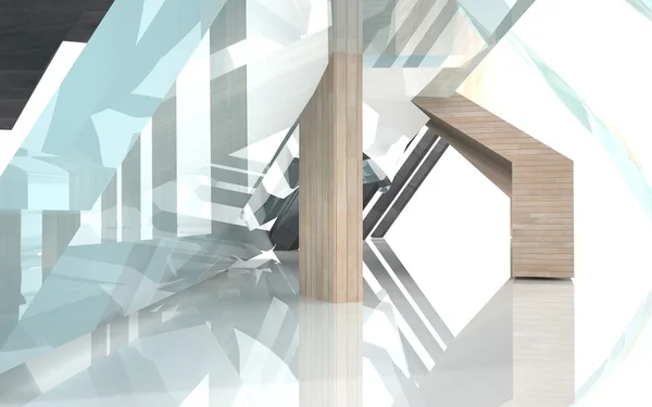 Abstract van beton, glas en hout, achtergrond — Stockfoto