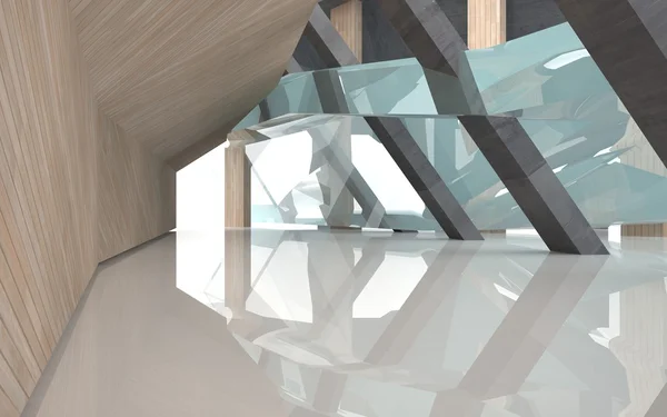 Resumo do concreto, vidro e madeira, fundo — Fotografia de Stock