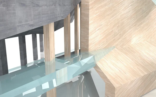 Sammanfattning av betong, glas och trä, bakgrund — Stockfoto