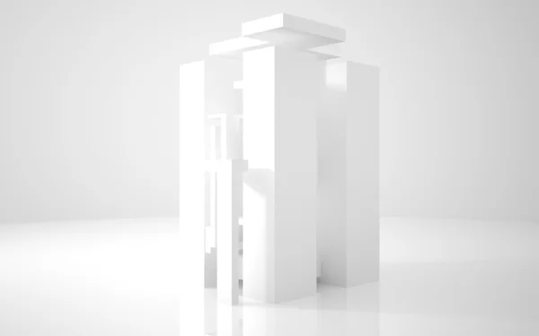 抽象的なアーキテクチャ。白い背景に白い建物を抽象化します。. — ストック写真