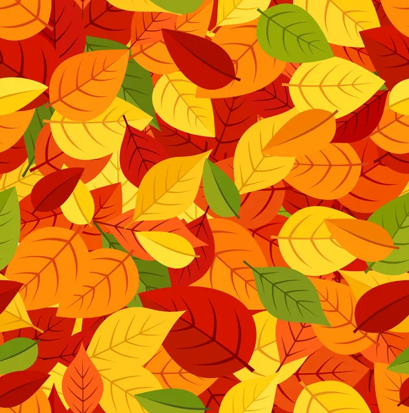 Seamless pattern with colored autumn leaves. Vector illustration. — Stok Vektör