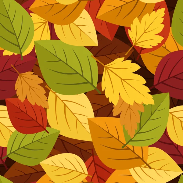 Бесшовный рисунок с цветными осенними листьями. векторная иллюстрация . — стоковый вектор