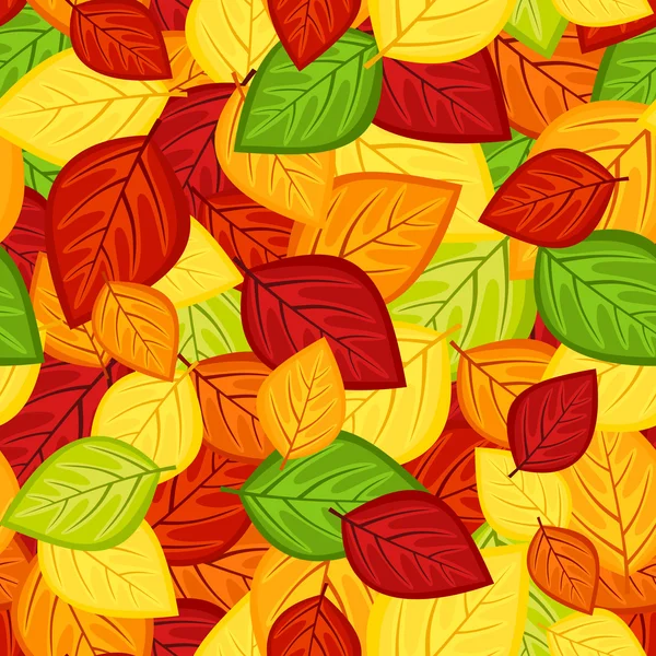 Seamless pattern with colored autumn leaves. Vector illustration. — Stock Vector