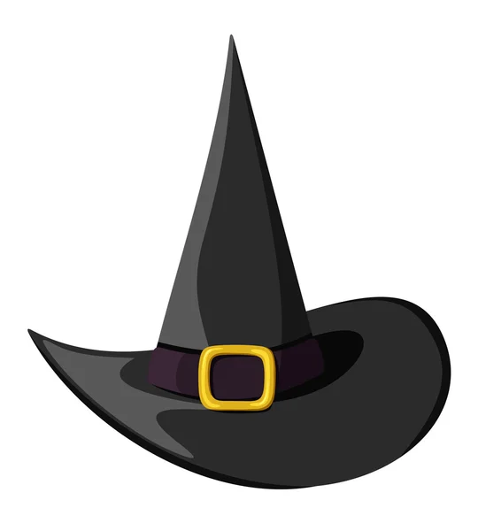 Black witch hat. Vector illustration. — Stok Vektör