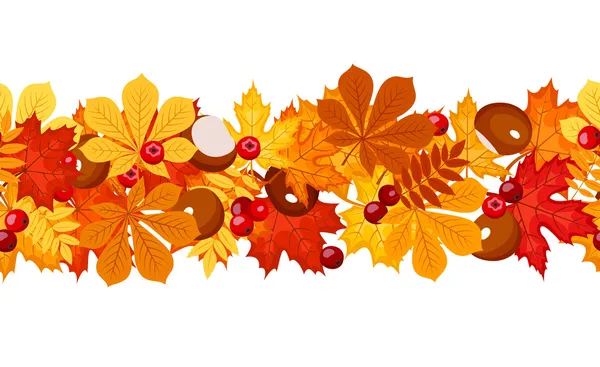 Fundo sem costura horizontal com folhas de outono. Ilustração vetorial . — Vetor de Stock