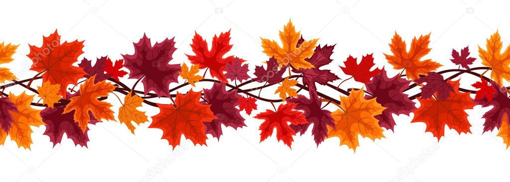 Horizontal seamless background with autumn maple leaves. Vector illustration.