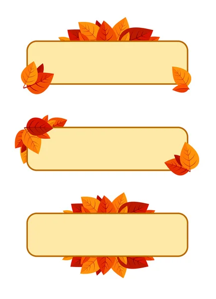 Set of three vector banners with autumn leaves. — Stock Vector