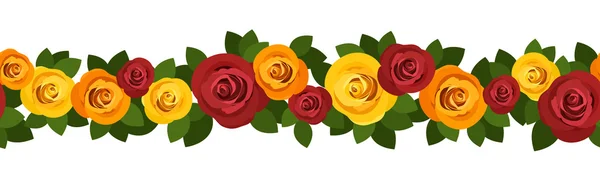 Fondo horizontal sin costuras con rosas. Ilustración vectorial . — Vector de stock